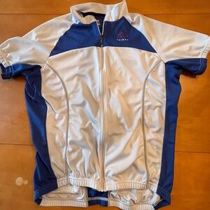 Primal XL blue white cycling, riding jersey, short sleeve, full zip